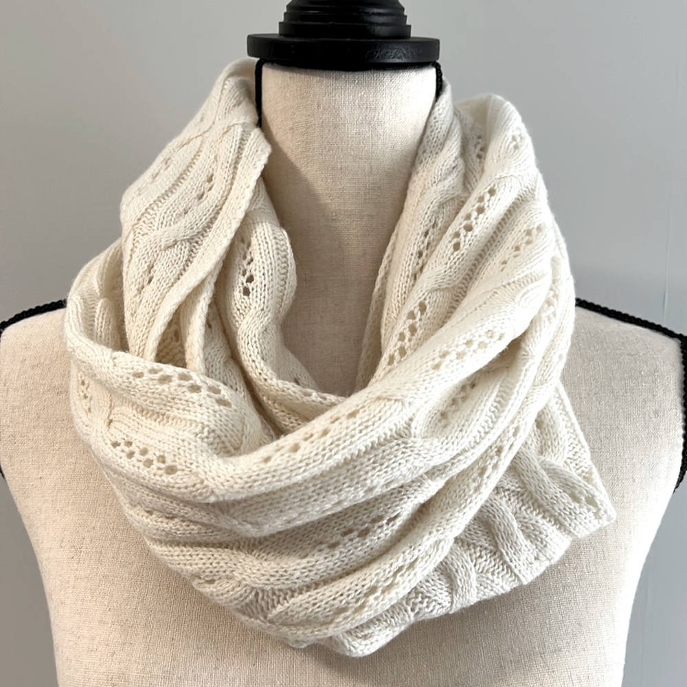 Celeste Ivory Infinity Scarf in Wool Cashmere Blend
